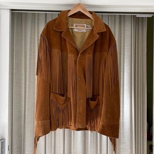 Vintage "Western" by Schott NTC Suede Leather Fringe Jacket size 12 Women/46Men